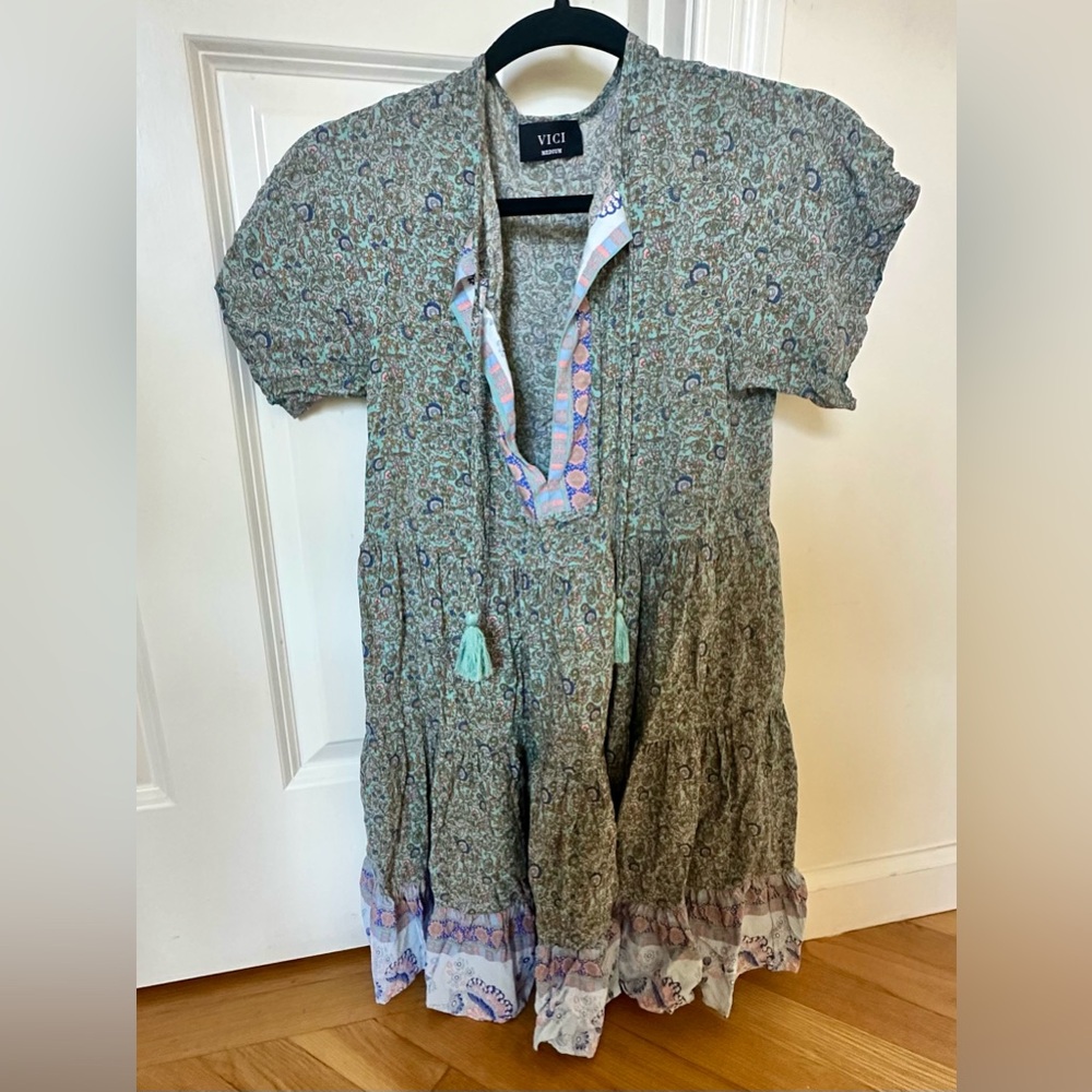 Vici Green Flutter Sleeve Sundress